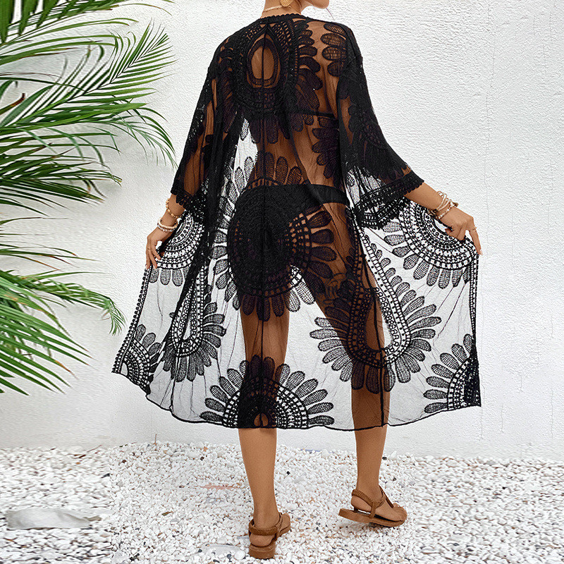 Kimono Sheer Floral - Illusion Sheer Beach Cover 2024 -