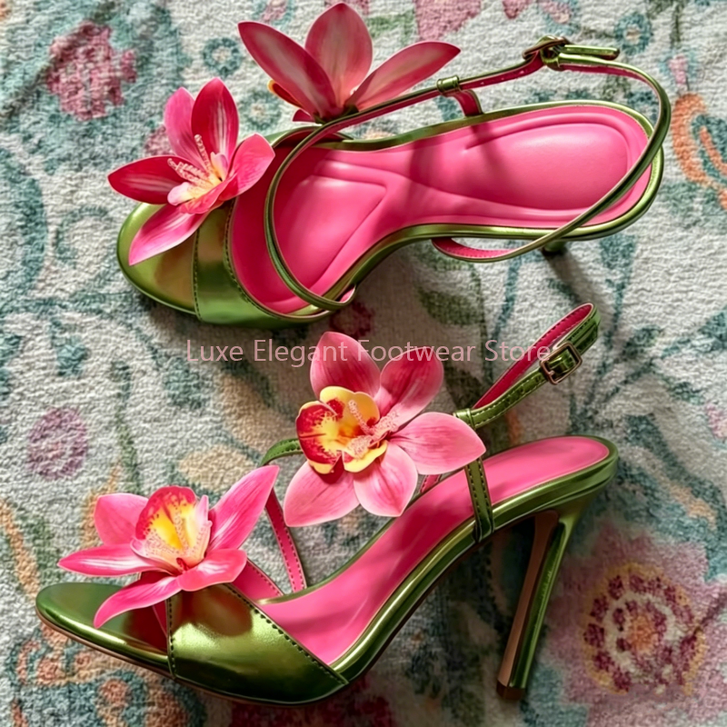 Red Flower Decor Back Strap Ho - Sandal Strappy Heeled review and price