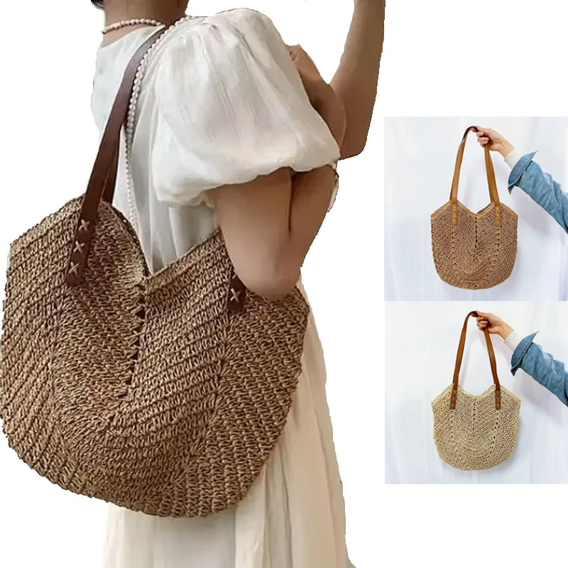2026 Summer Handle Bag Hollow  - Crochet Bag Raffia review and price
