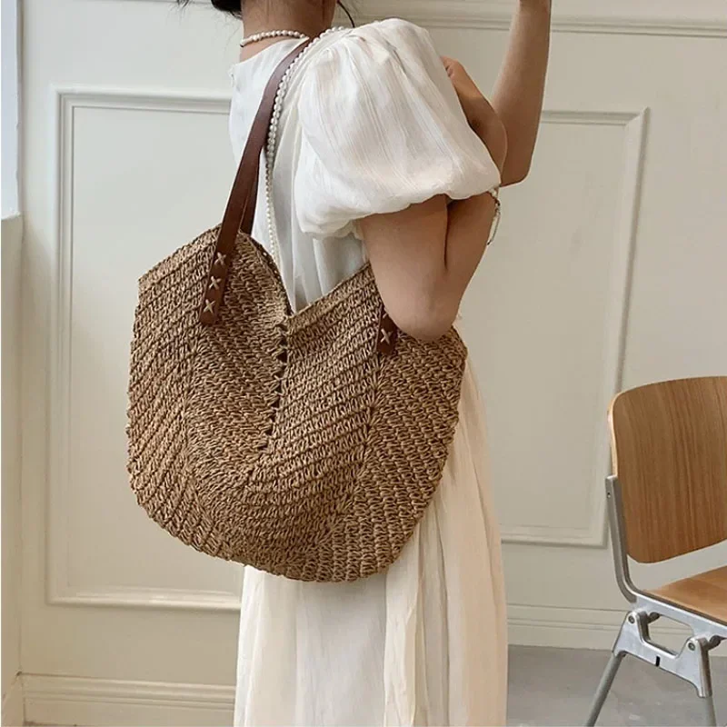 2026 Summer Handle Bag Hollow  - Crochet Bag Raffia review and price