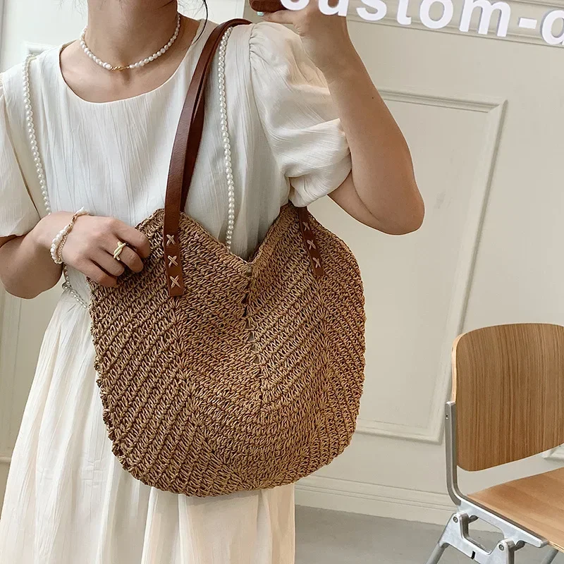 2026 Summer Handle Bag Hollow  - Crochet Bag Raffia review and price