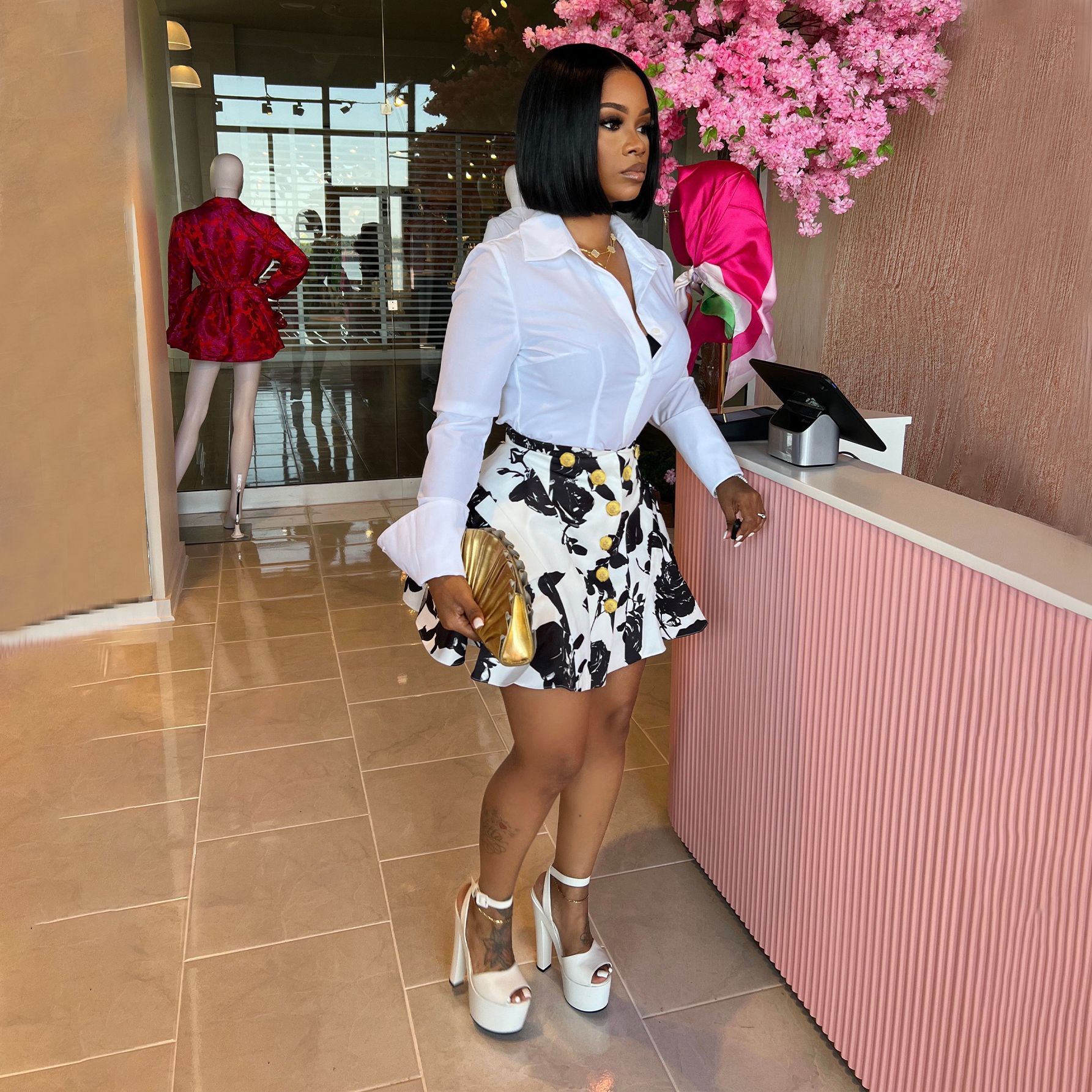 Two Piece Sets Women Skirt Set - Romper Floral Print review and price