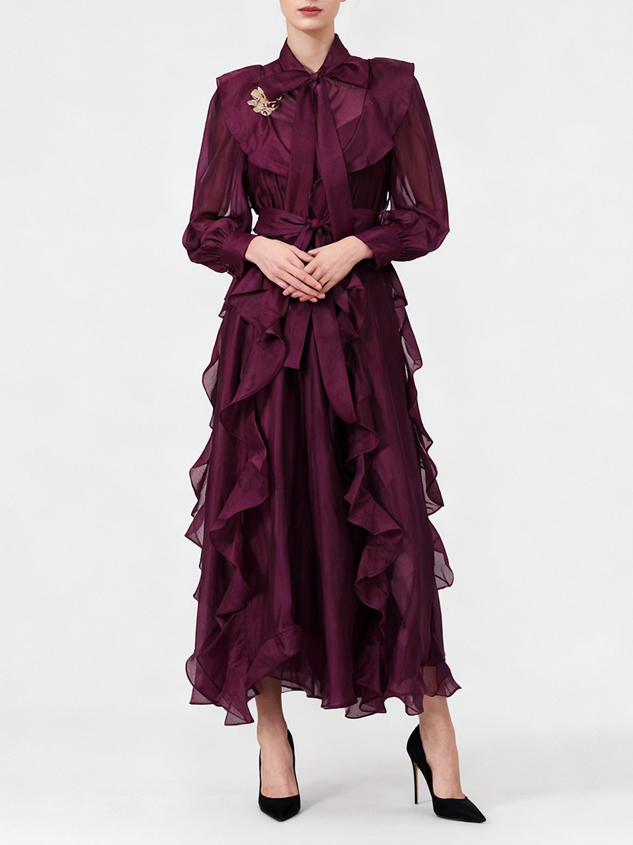 TWOTWINSTYLE Solid Spliced Ruf - Linen Dress Wrap review and price