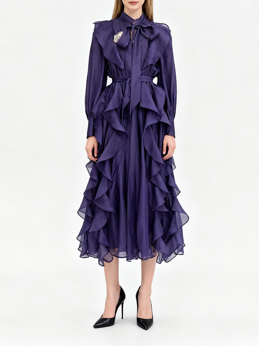TWOTWINSTYLE Solid Spliced Ruf - Linen Dress Wrap review and price