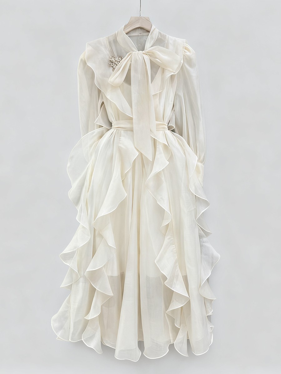 TWOTWINSTYLE Solid Spliced Ruf - Linen Dress Wrap review and price