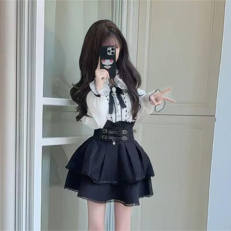 Japanese Gothic Y2k Lolita Sty - Blouse Off Shoulder review and price