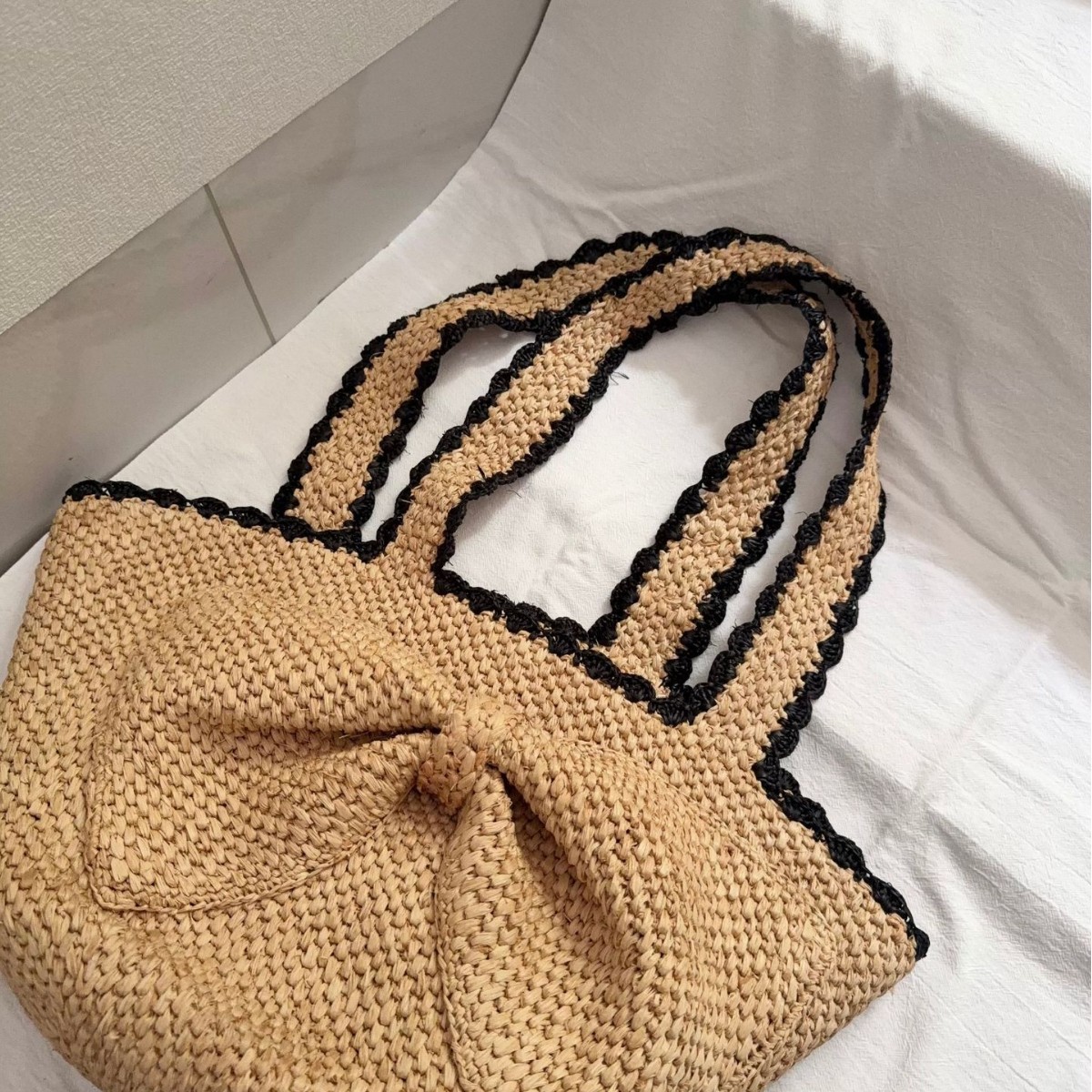 NEW raffia bow crochet handwov - Crochet Bag Raffia review and price