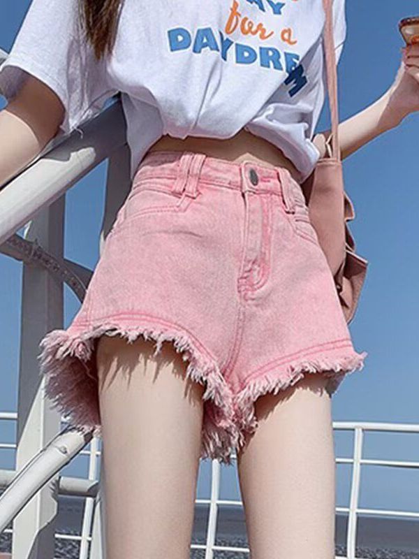 High Waist White Denim Shorts  - Shorts Denim Frayed review and price
