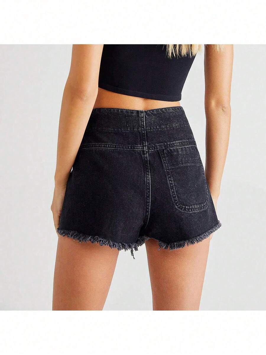 Women Denim Wrap Skort High Wa - Shorts Denim Frayed review and price