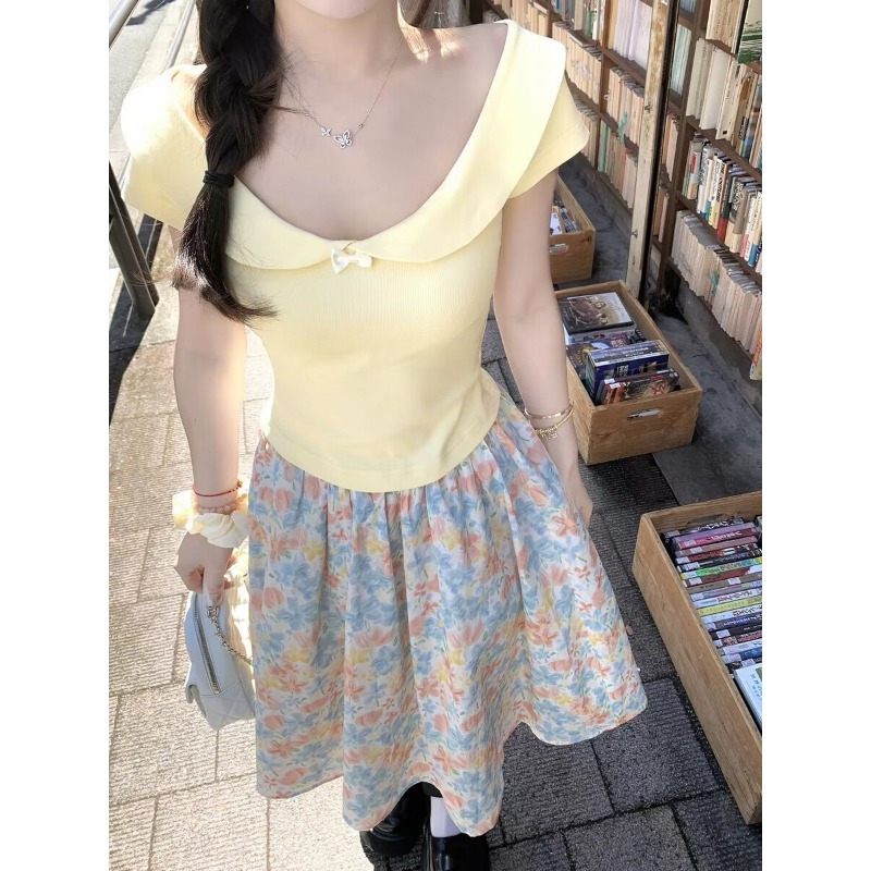 Women 2 Piece Set Bow Top And  - Midi Skirt Floral review and price