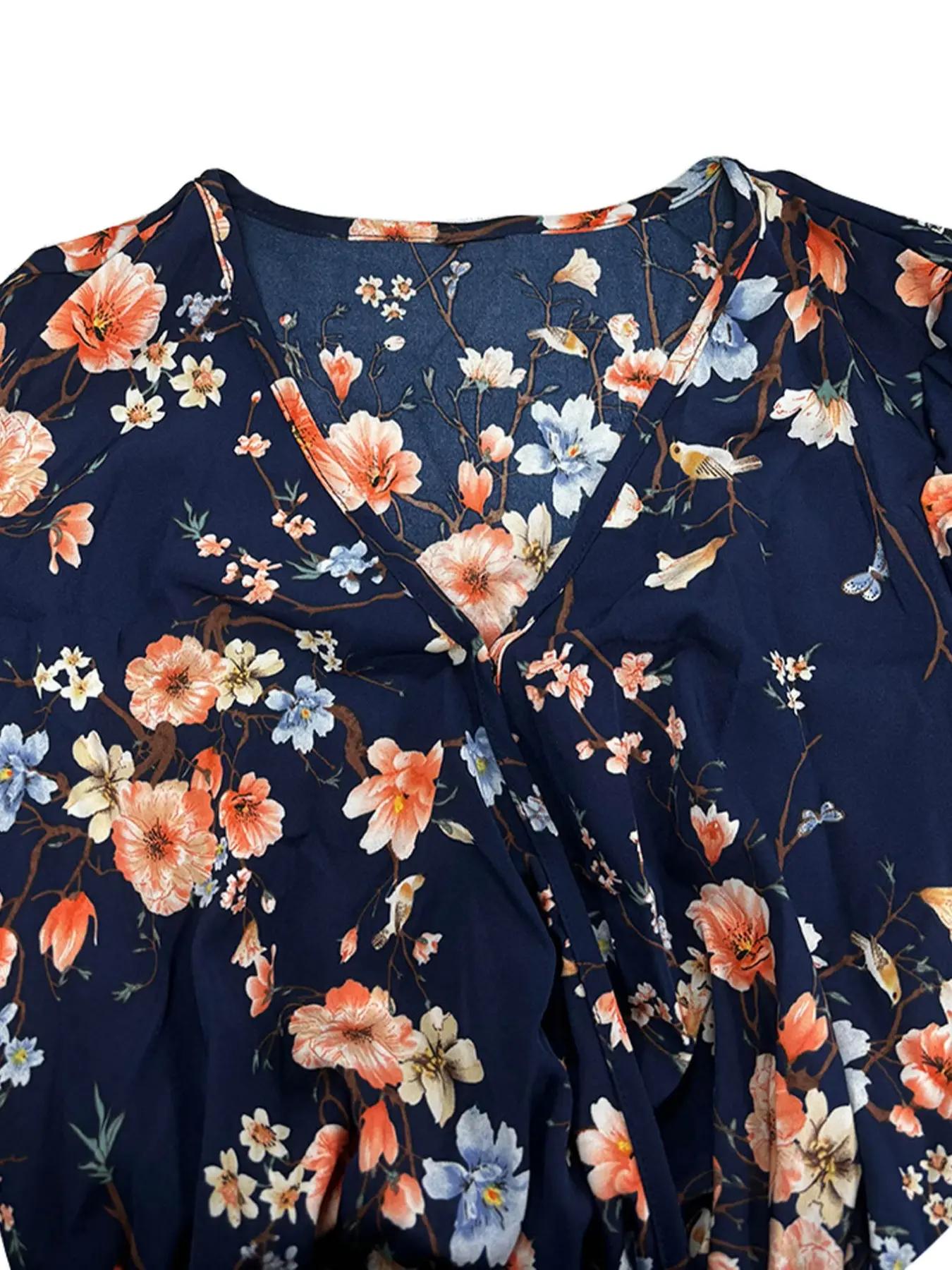 【Plus Size】 Floral Print Tie S - Romper Floral Print review and price