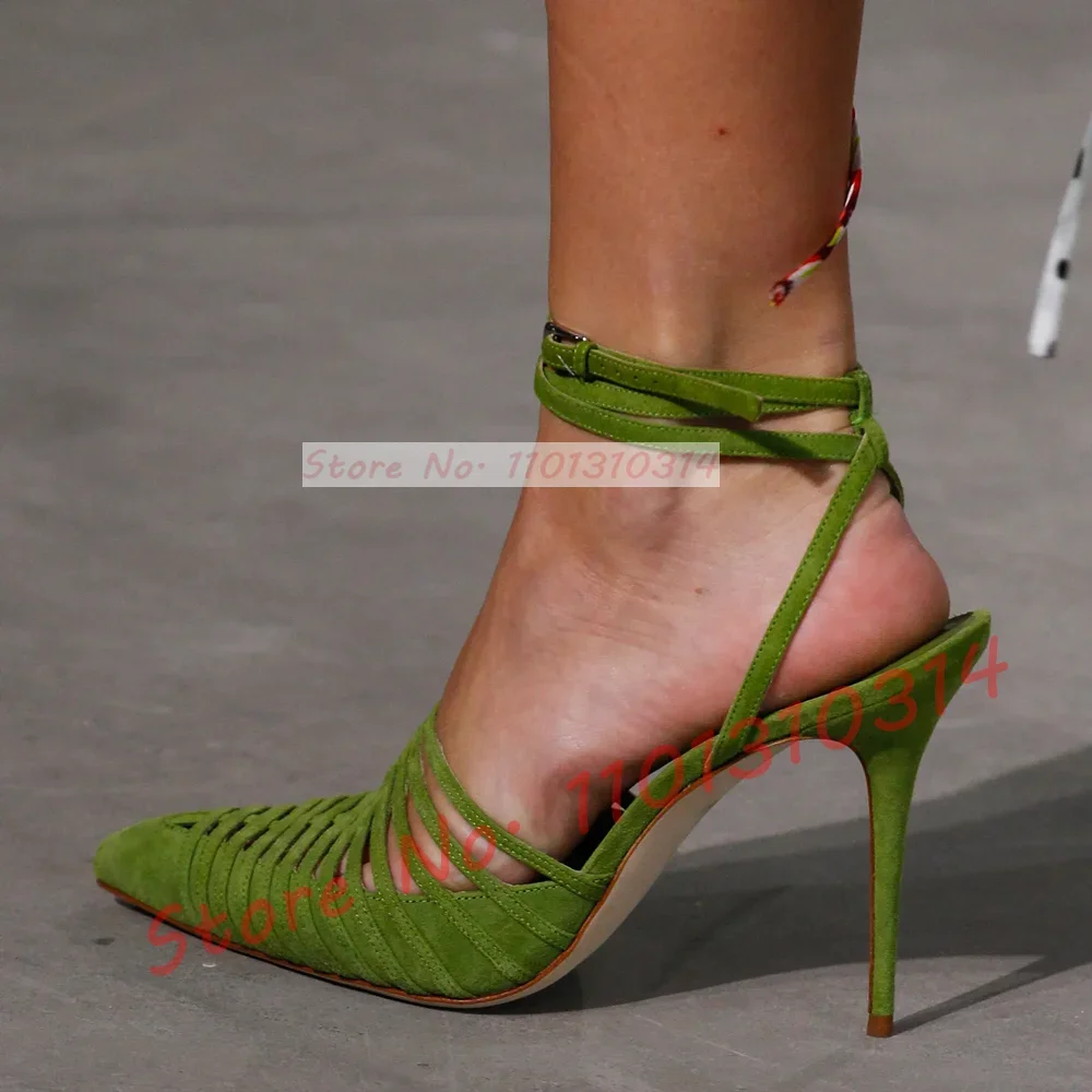Green Vegan Suede Strappy Sand - Sandal Strappy Heeled review and price