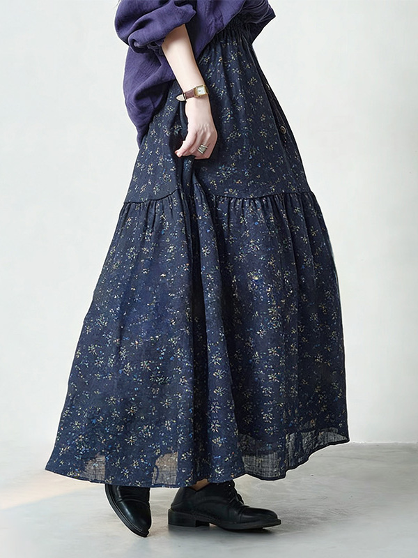 Floral Print High Waist A-Line - Midi Skirt Floral review and price